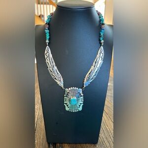 Thomas Singer Navajo Sterling Silver and Turquoise Handmade Necklace